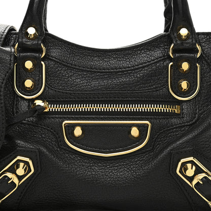 Balenciaga Chevre Gold Metallic Edge Hardware Mini City Black 8 of 10