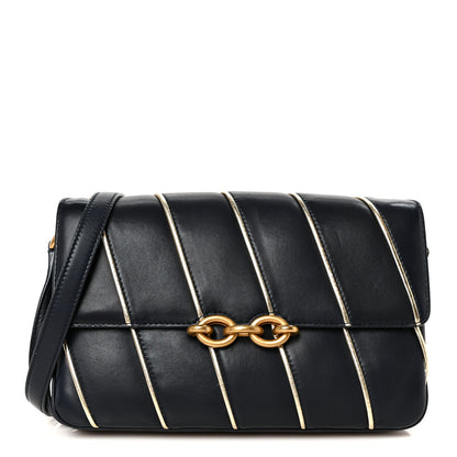 Saint Laurent Lambskin Quilted Le Maillon Satchel Marine 1 of 11