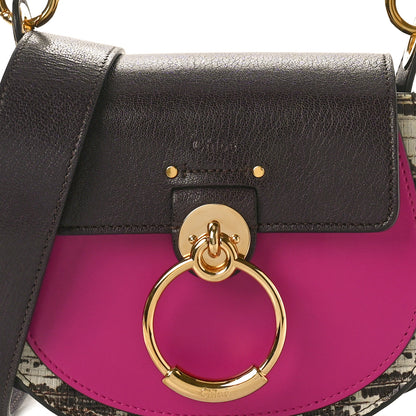 Chloe Calfskin Lizard Embossed Small Tess Bag Black Raisin 7 of 9