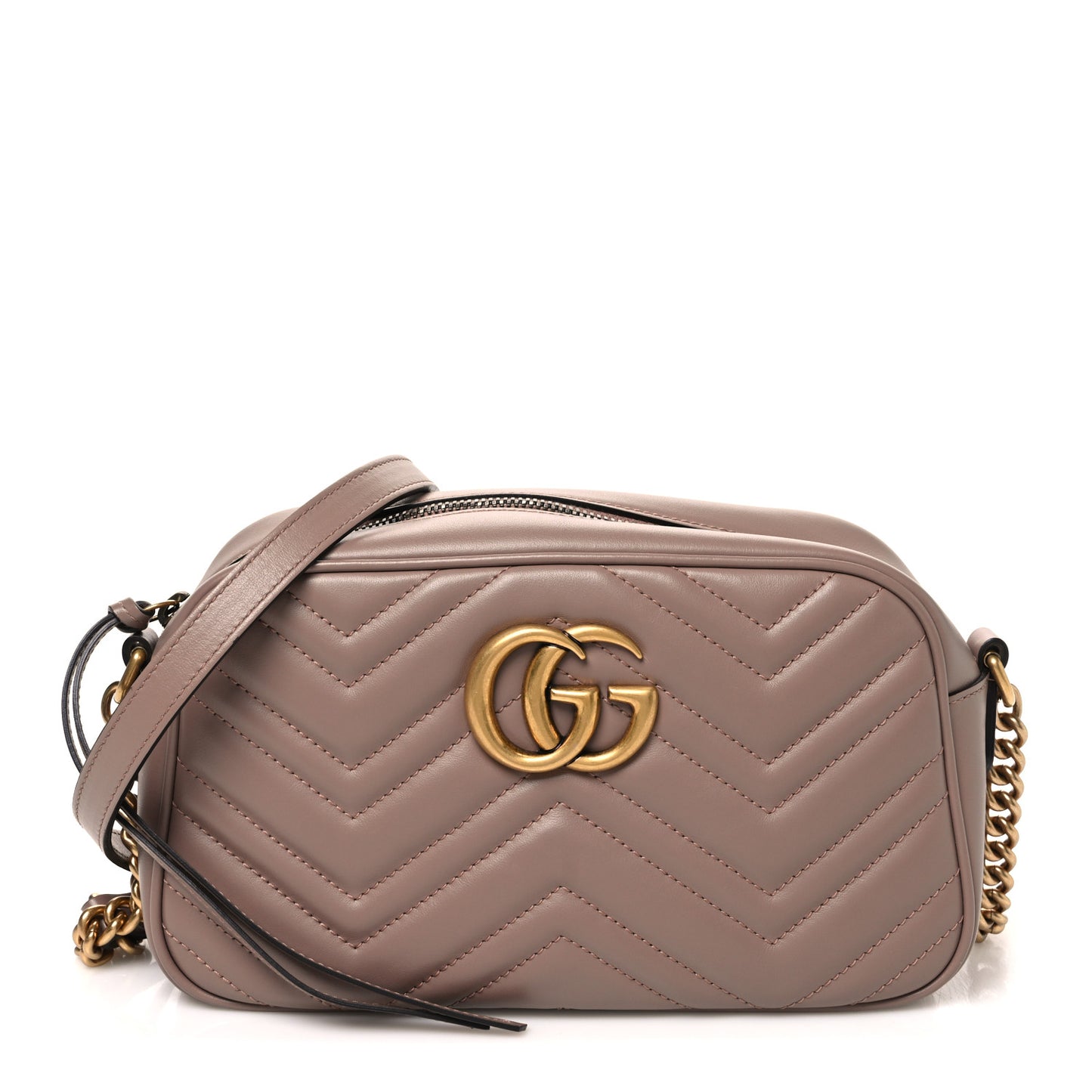 Calfskin Matelasse Small GG Marmont Chain Shoulder Bag Porcelain Rose