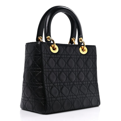 Christian Dior Lambskin Cannage Medium Lady Dior Black 2 of 13