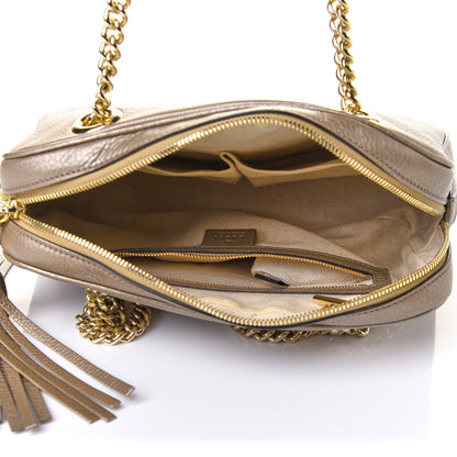 Gucci Metallic Pebbled Calfskin Small Soho Bowler Golden Beige 8 of 11