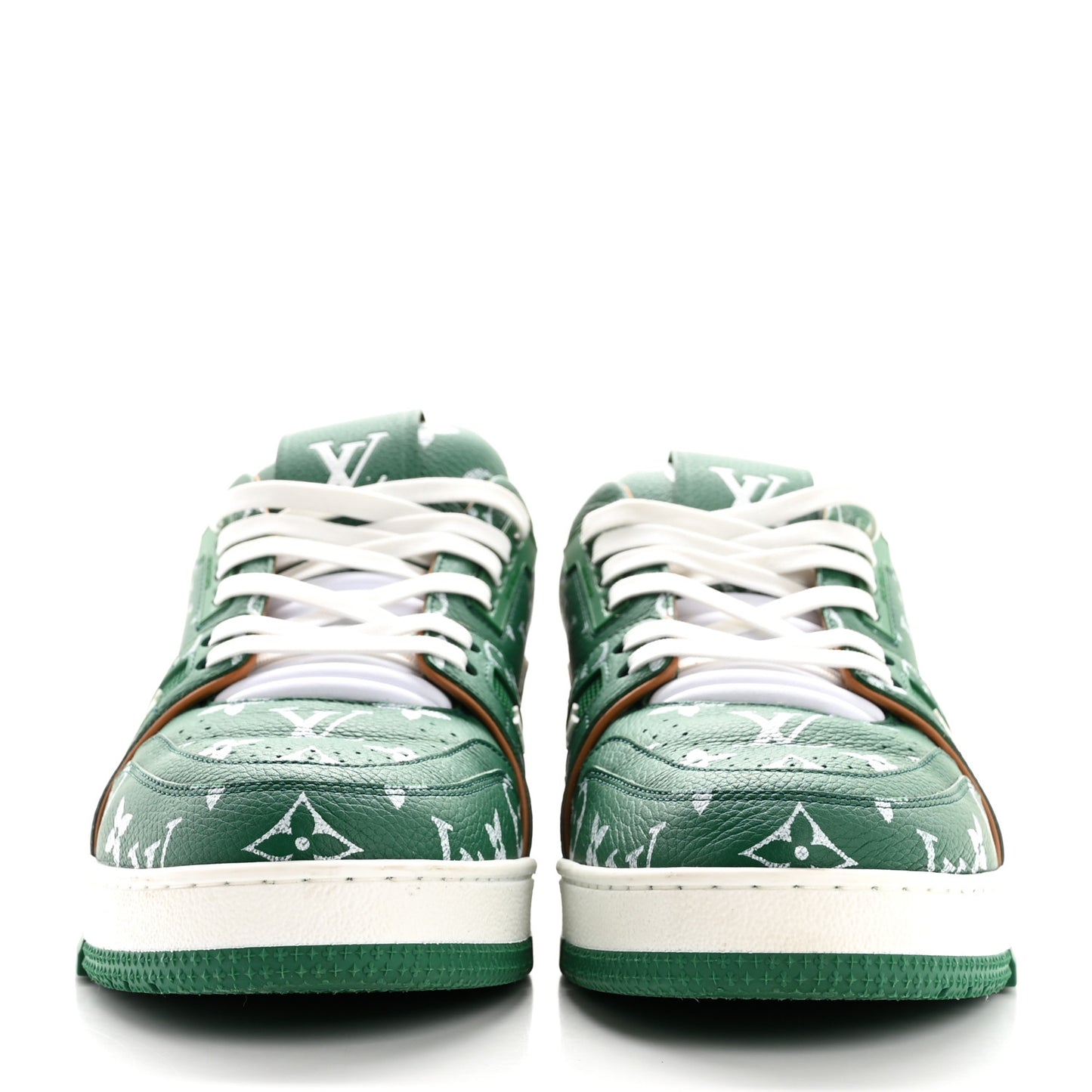 Calfskin Monogram Mens LV Trainer Sneakers 8 Green