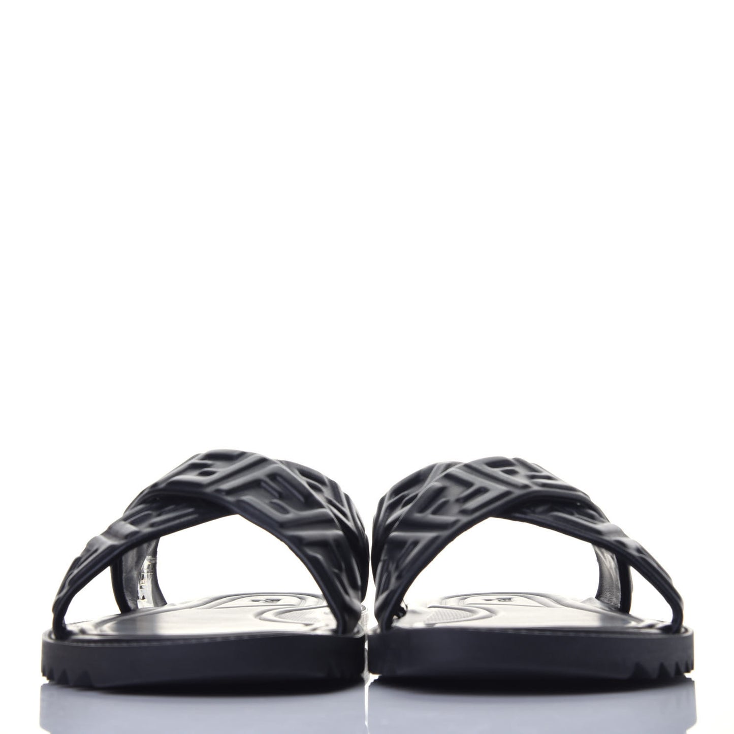 Nappa FF Embossed Mens Criss Cross Slide Sandals 6 Black
