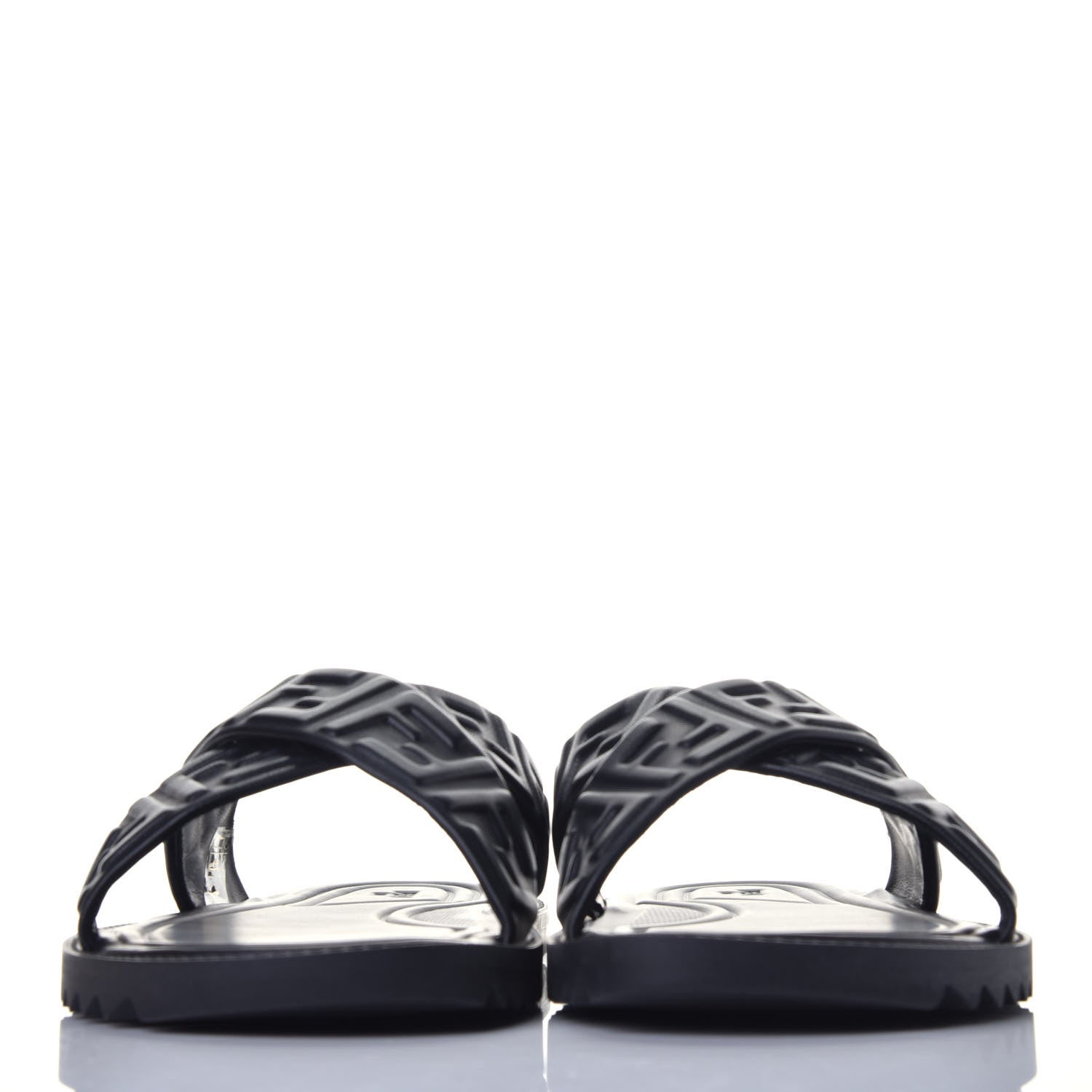Fendi Nappa FF Embossed Mens Criss Cross Slide Sandals 6 Black 2 of 10