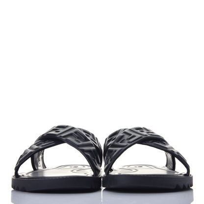 Fendi Nappa FF Embossed Mens Criss Cross Slide Sandals 6 Black 2 of 10