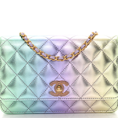Chanel Iridescent Lambskin Quilted Glitter CC Roller Skate Wallet On Chain WOC Multicolor 8 of 11
