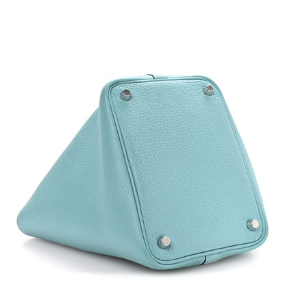 Hermes Taurillon Clemence Picotin Lock 18 PM Bleu Atoll 3 of 11