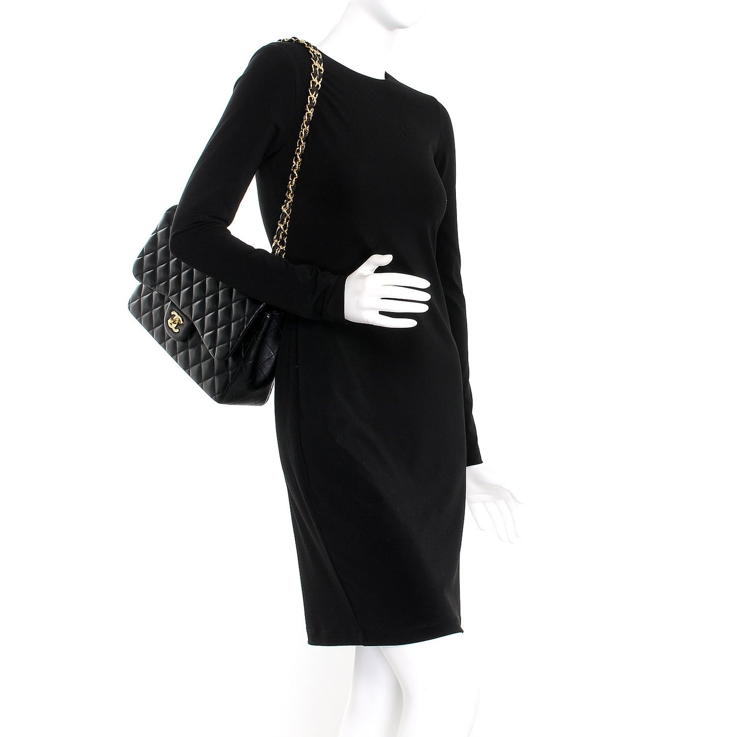 Lambskin Quilted Jumbo Double Flap Black