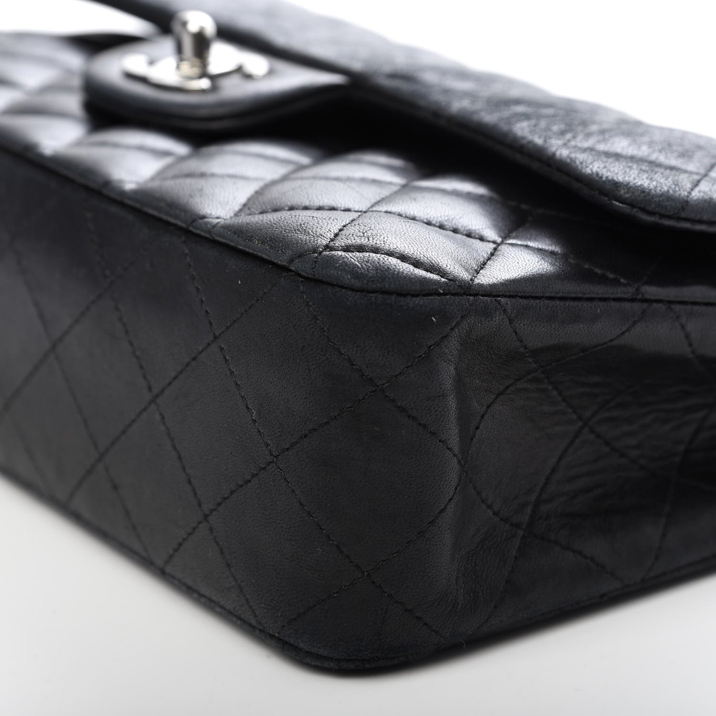 Lambskin Quilted Medium Double Flap Black
