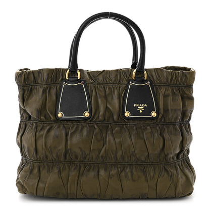Prada Nappa Gaufre Tote Green 1 of 9