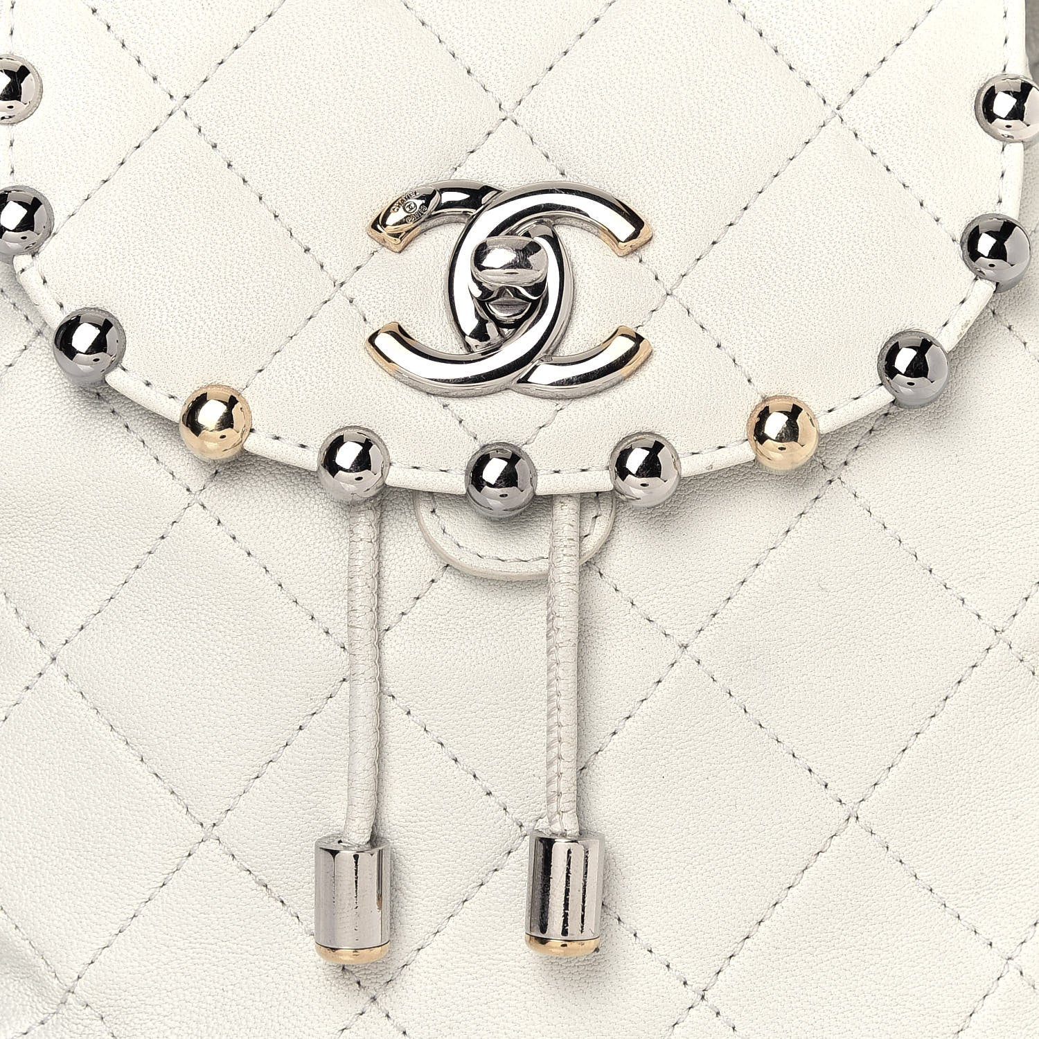 Chanel Lambskin Quilted Metallic Bubble Backpack White 7 of 14