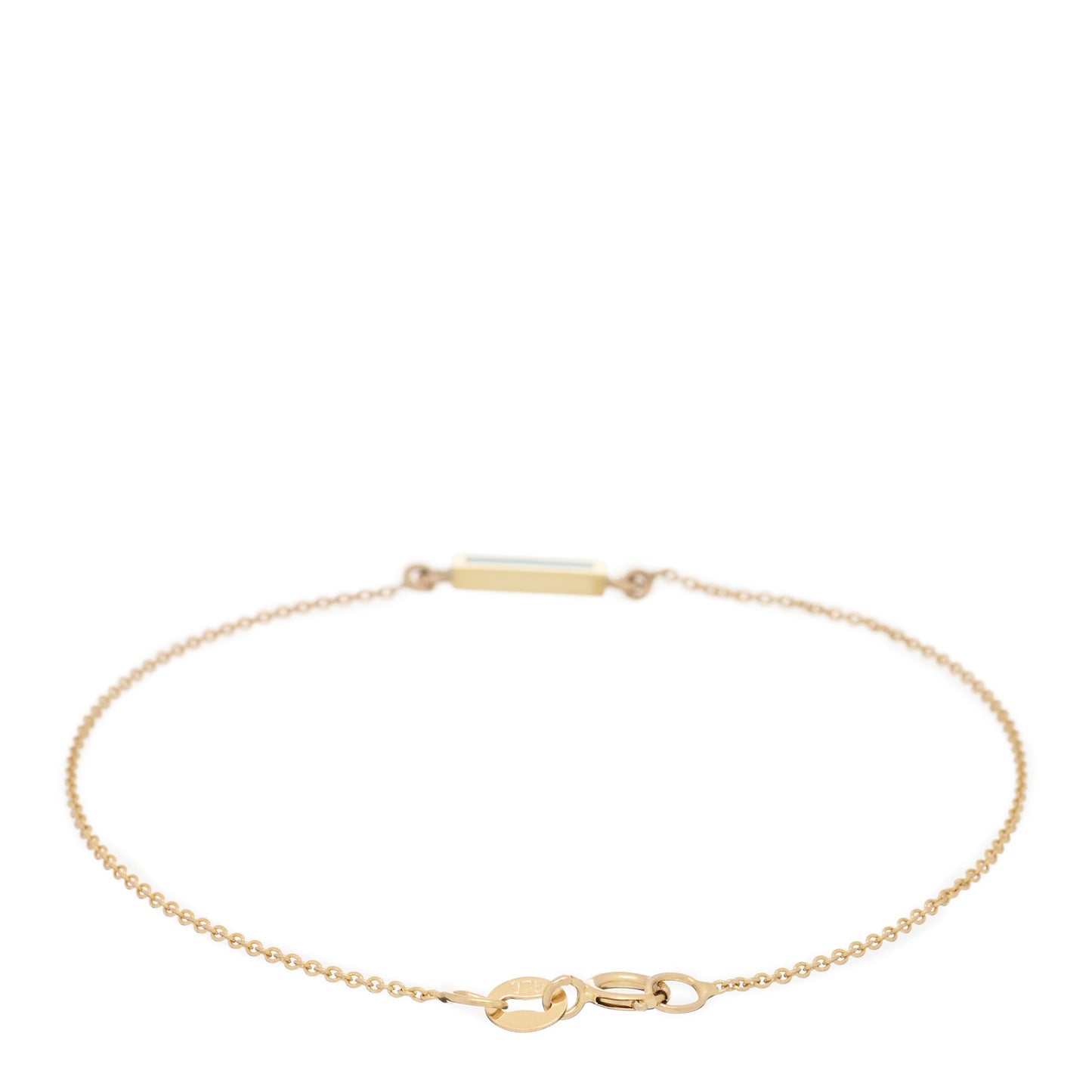 18K Yellow Gold Turquoise Inlay Bar Bracelet