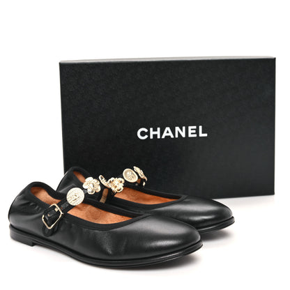 Chanel Lambskin Charm Mary Jane Flats 39 Black 11 of 11