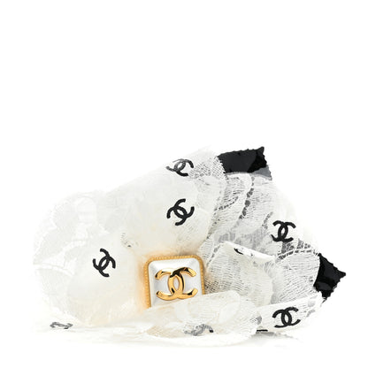 Chanel Lace Resin Pearl CC Brooch White Black 1 of 5