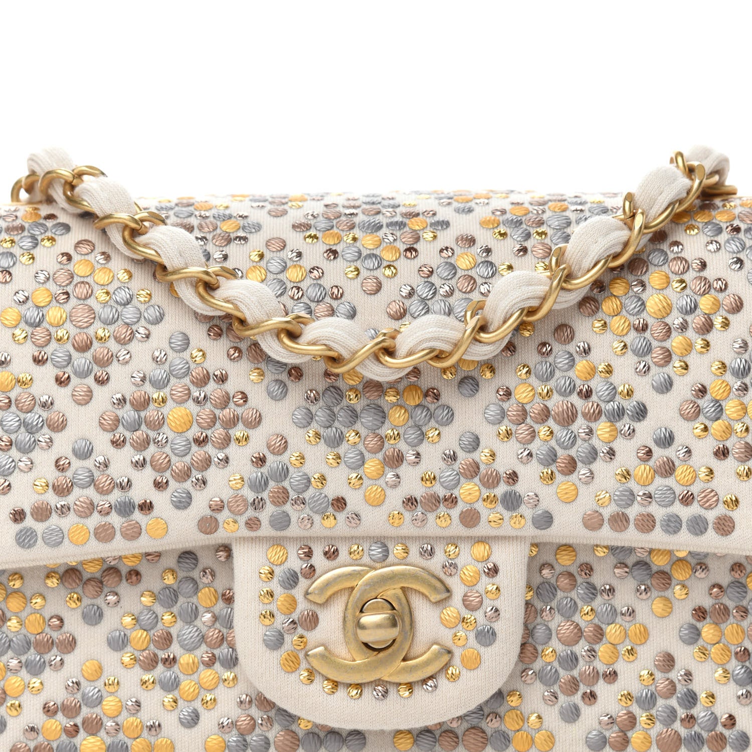 Chanel Jersey Embellished Mini Flap Ivory 8 of 10