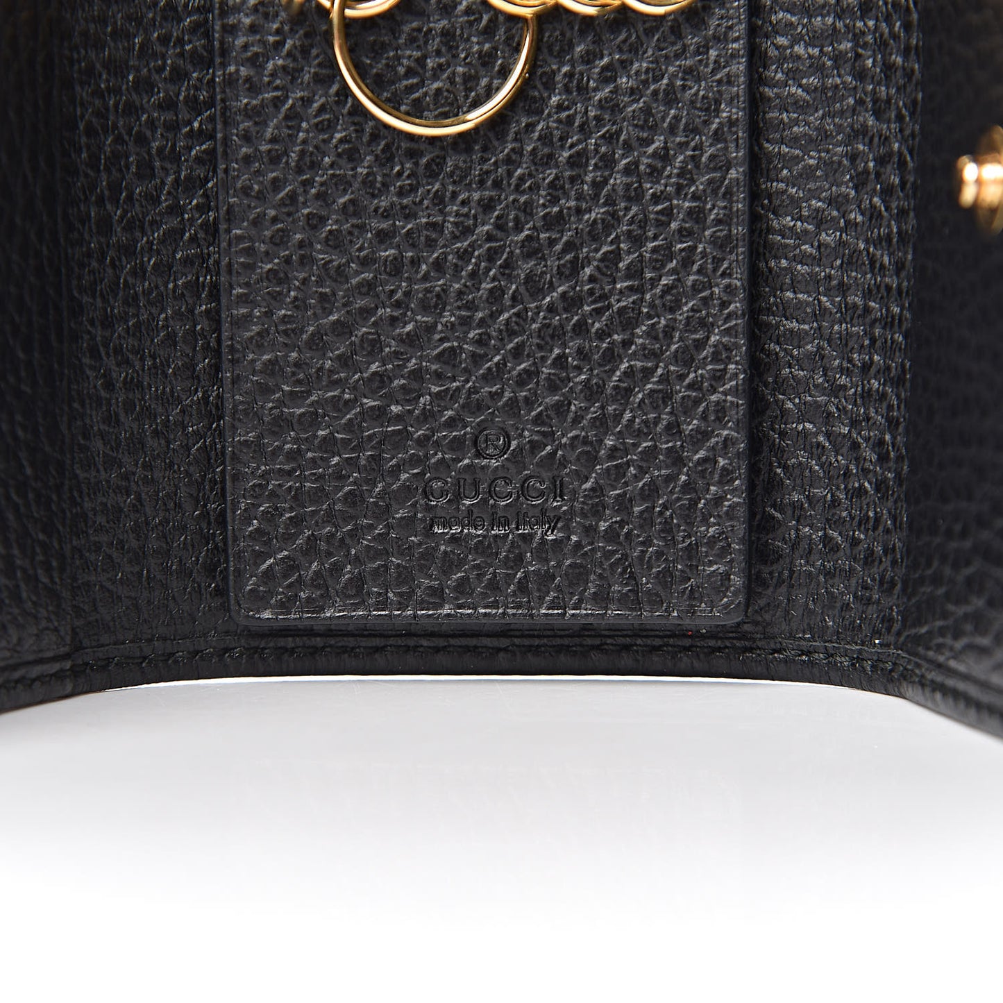 Pebbled Calfskin GG Marmont 6 Key Holder Black