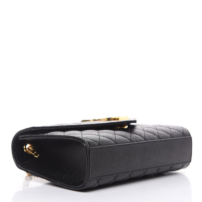 Saint Laurent Grain De Poudre Textured Mixed Matelasse Triquilt Small Monogram Satchel Black 4 of 9