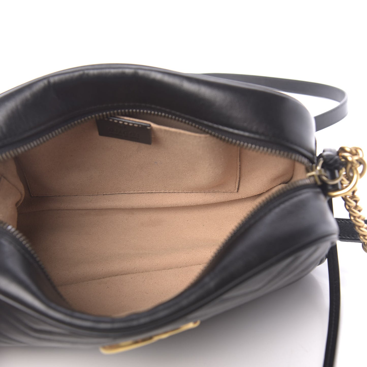 Calfskin Matelasse Small GG Marmont Chain Shoulder Bag Black