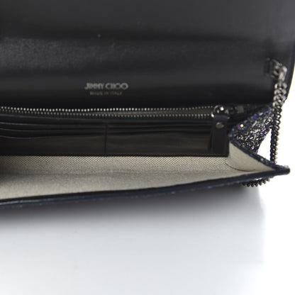 Jimmy Choo Glitter Milla Wallet on Chain Petrol 5 of 9