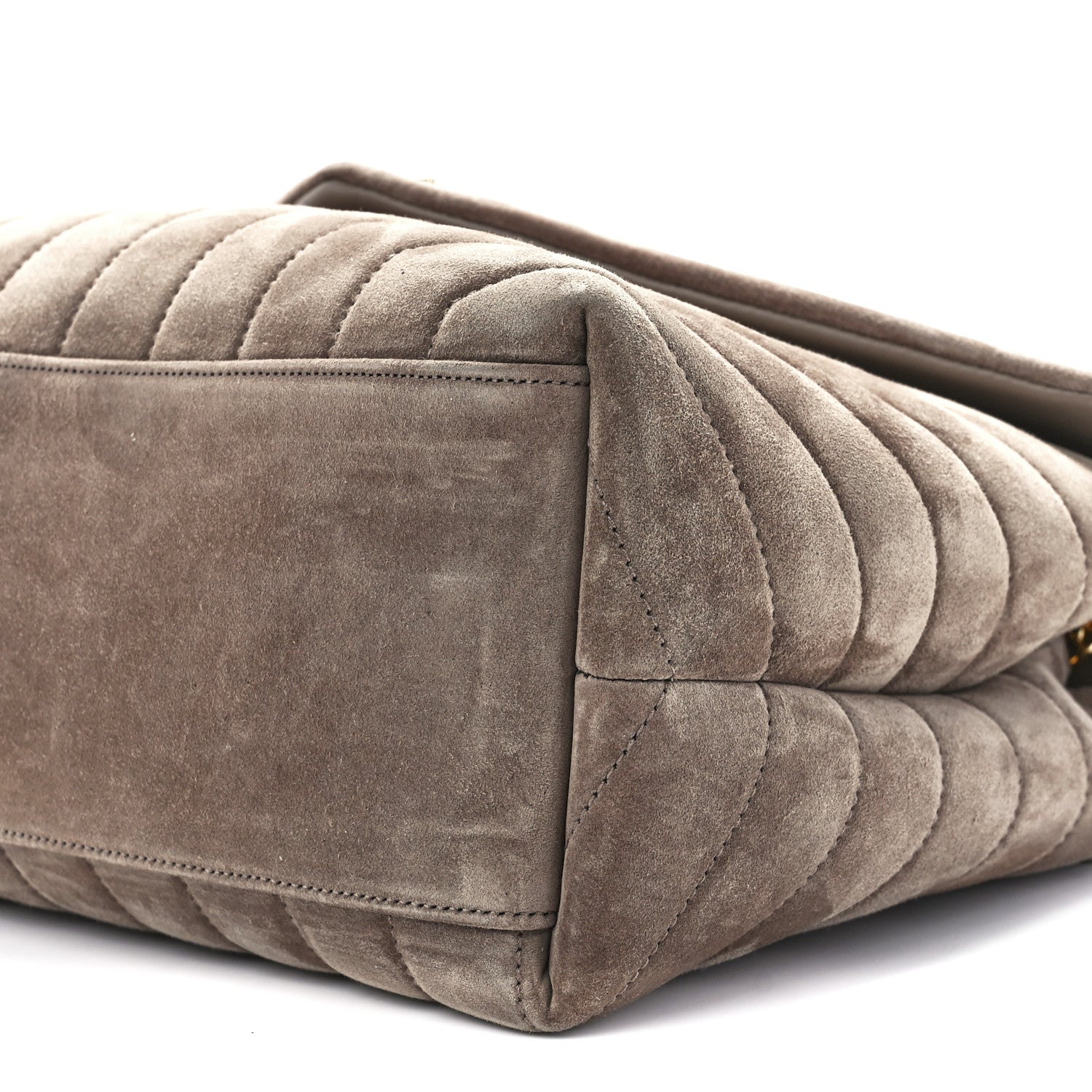 Saint Laurent Suede Y Quilted Monogram Medium Loulou Chain Satchel Taupe 12 of 12