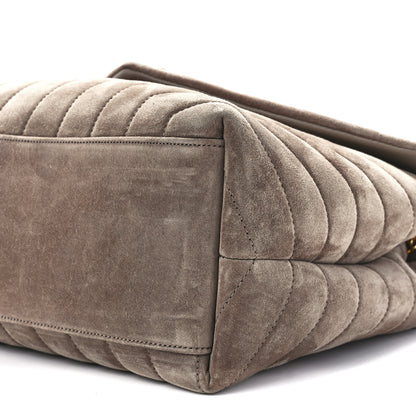 Saint Laurent Suede Y Quilted Monogram Medium Loulou Chain Satchel Taupe 12 of 12
