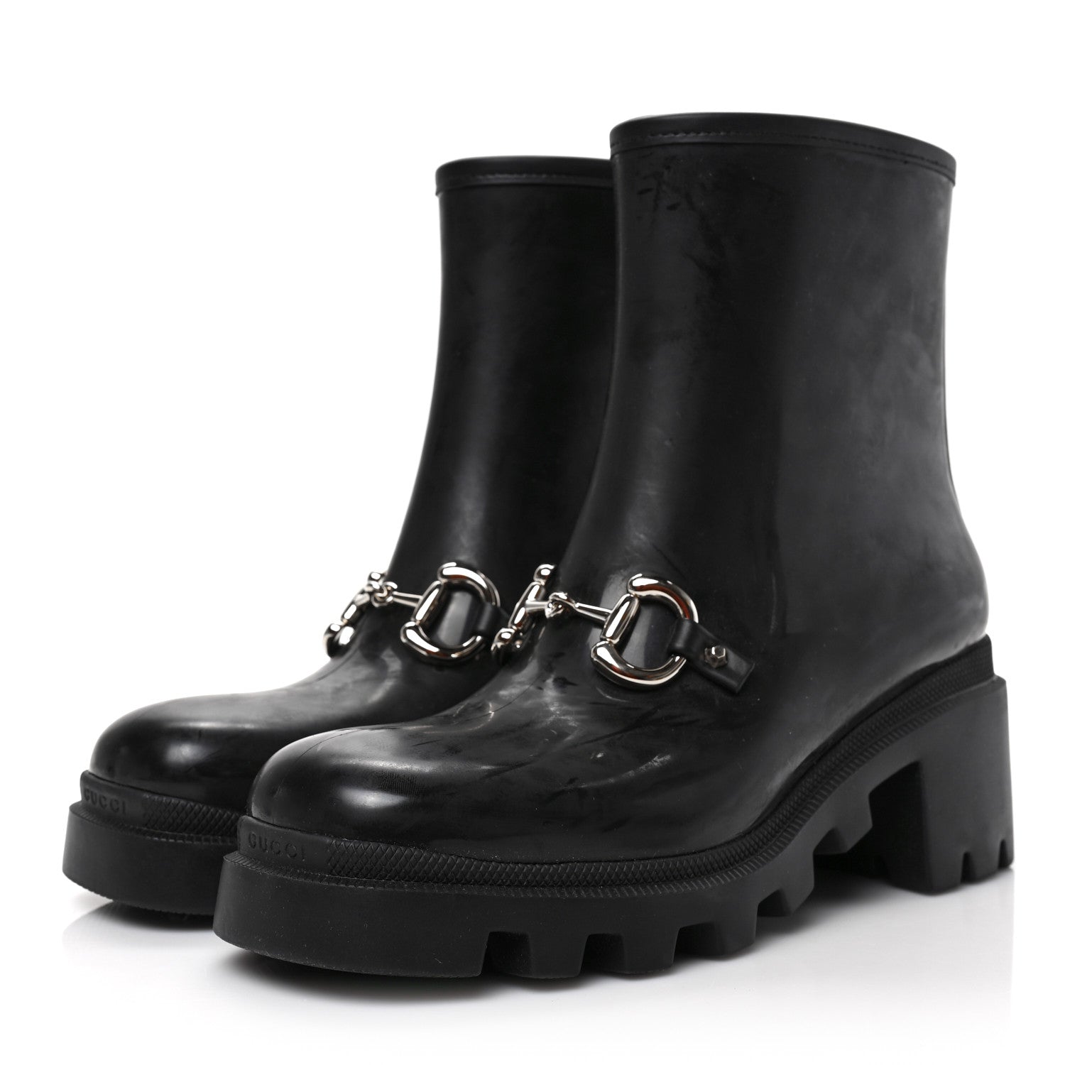 Gucci Rubber Womens Horsebit Ankle Boots 39 Black 3 of 7