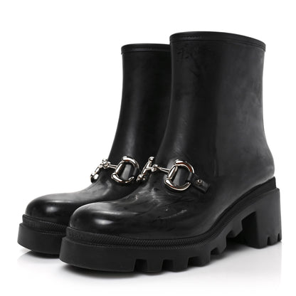 Gucci Rubber Womens Horsebit Ankle Boots 39 Black 3 of 7