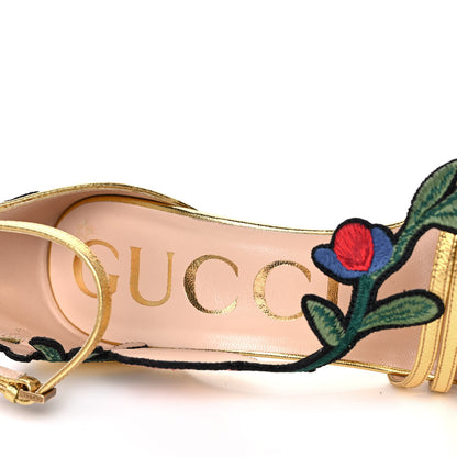 Gucci Metallic Nappa Ophelia High Heel Sandals 37.5 Gold 7 of 11