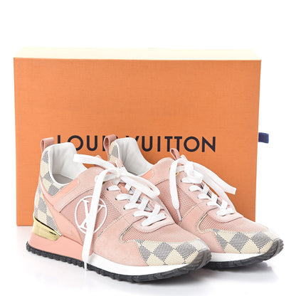 Louis Vuitton Suede Damier Azur Run Away Sneakers 35 Pink 7 of 7