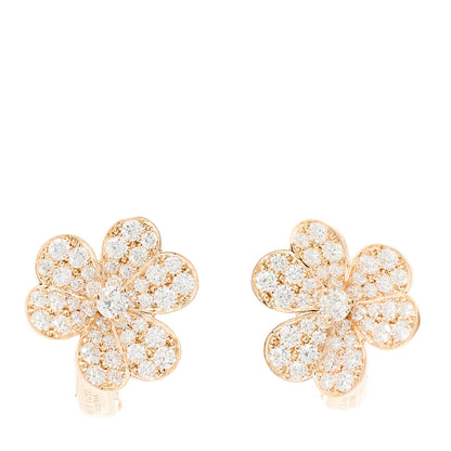 Van Cleef & Arpels 18K Rose Gold Diamond Small Frivole Pave Earrings 1 of 5