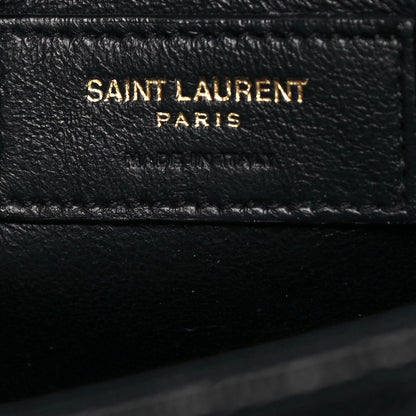 Saint Laurent Grain De Poudre Textured Mixed Matelasse Triquilt Medium Monogram Satchel Black 6 of 13