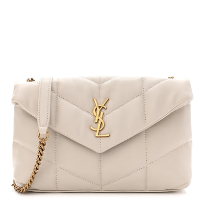 Saint Laurent Lambskin Quilted Toy Loulou Puffer Monogram Chain Satchel Blanc Vintage 1 of 11