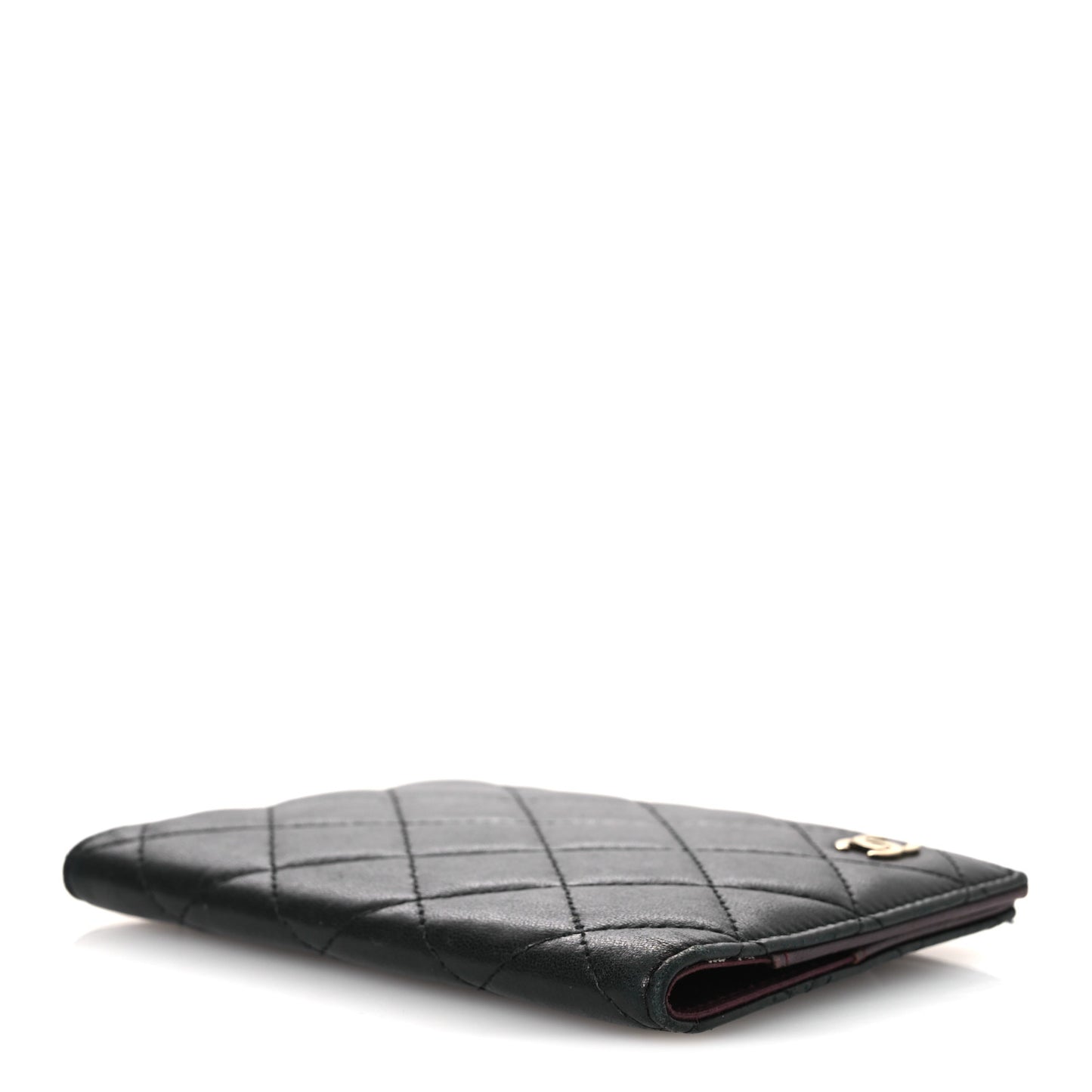 Lambskin Quilted Passport Holder Black