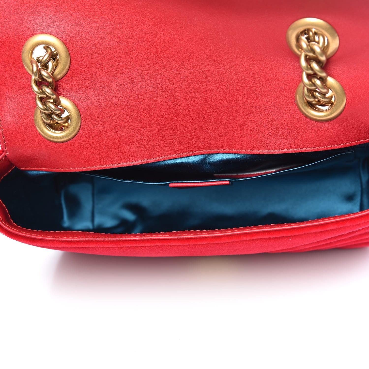 Gucci Velvet Matelasse Mini GG Marmont Shoulder Bag Hibiscus Red 6 of 11