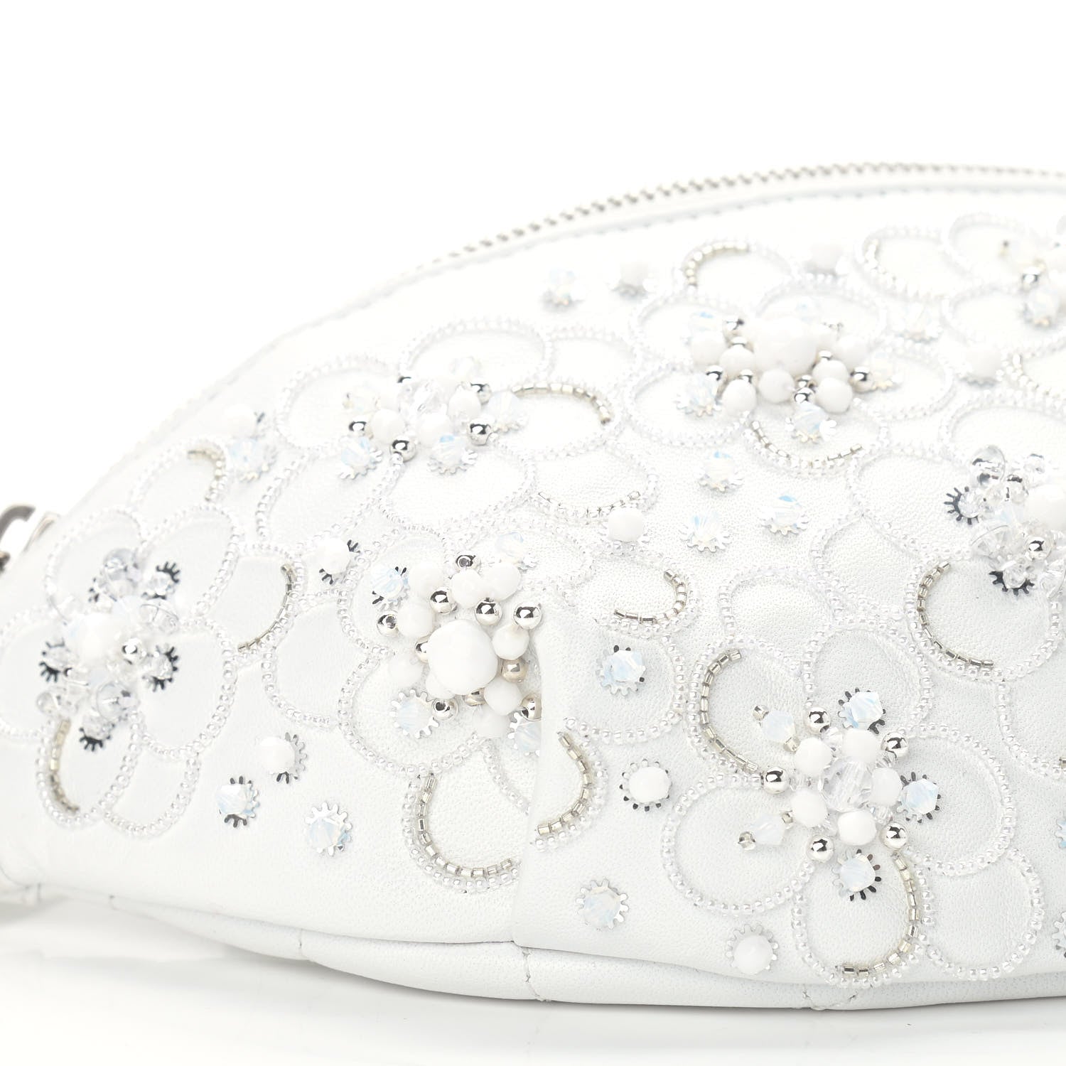 Chanel Calfskin Crystal Beads Embellished Belt Bag White 5 of 9