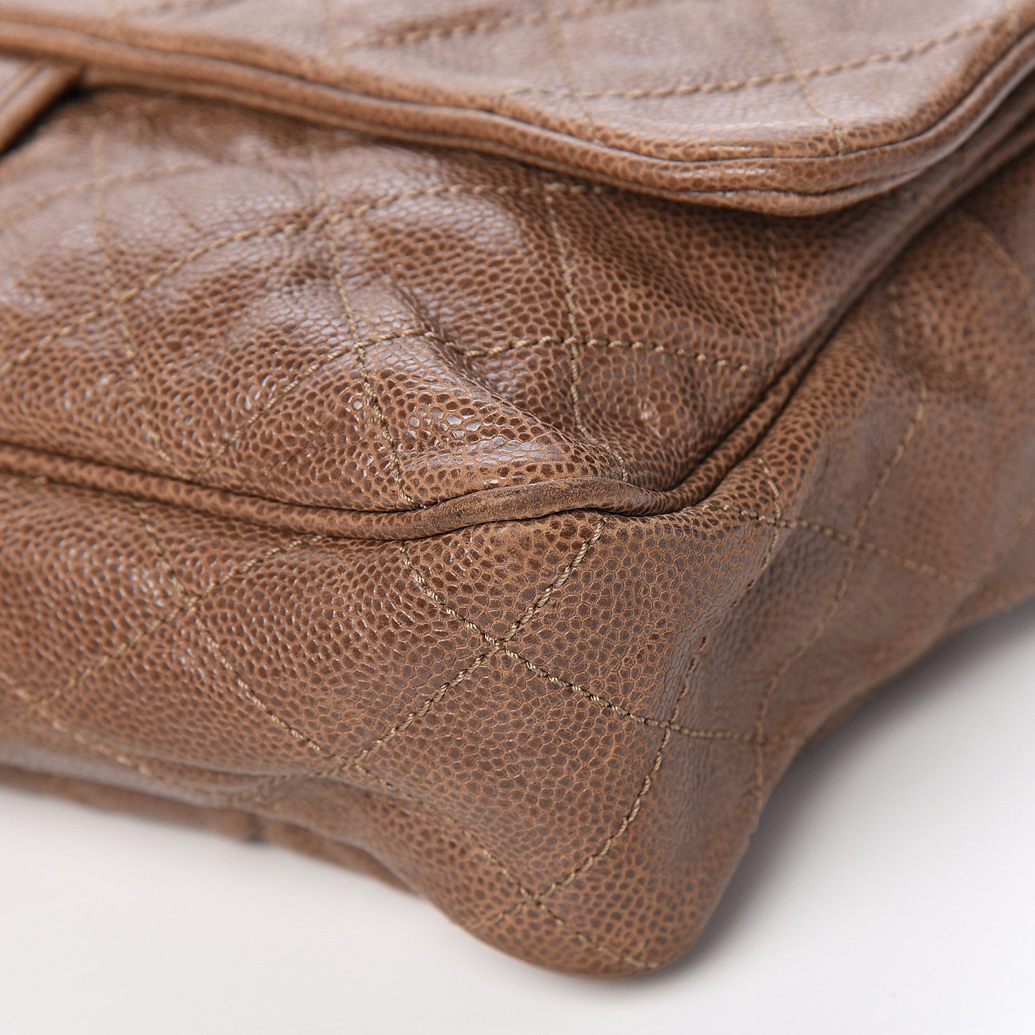Chanel Crumpled Caviar Quilted Large Shiva Flap Beige 8 of 11