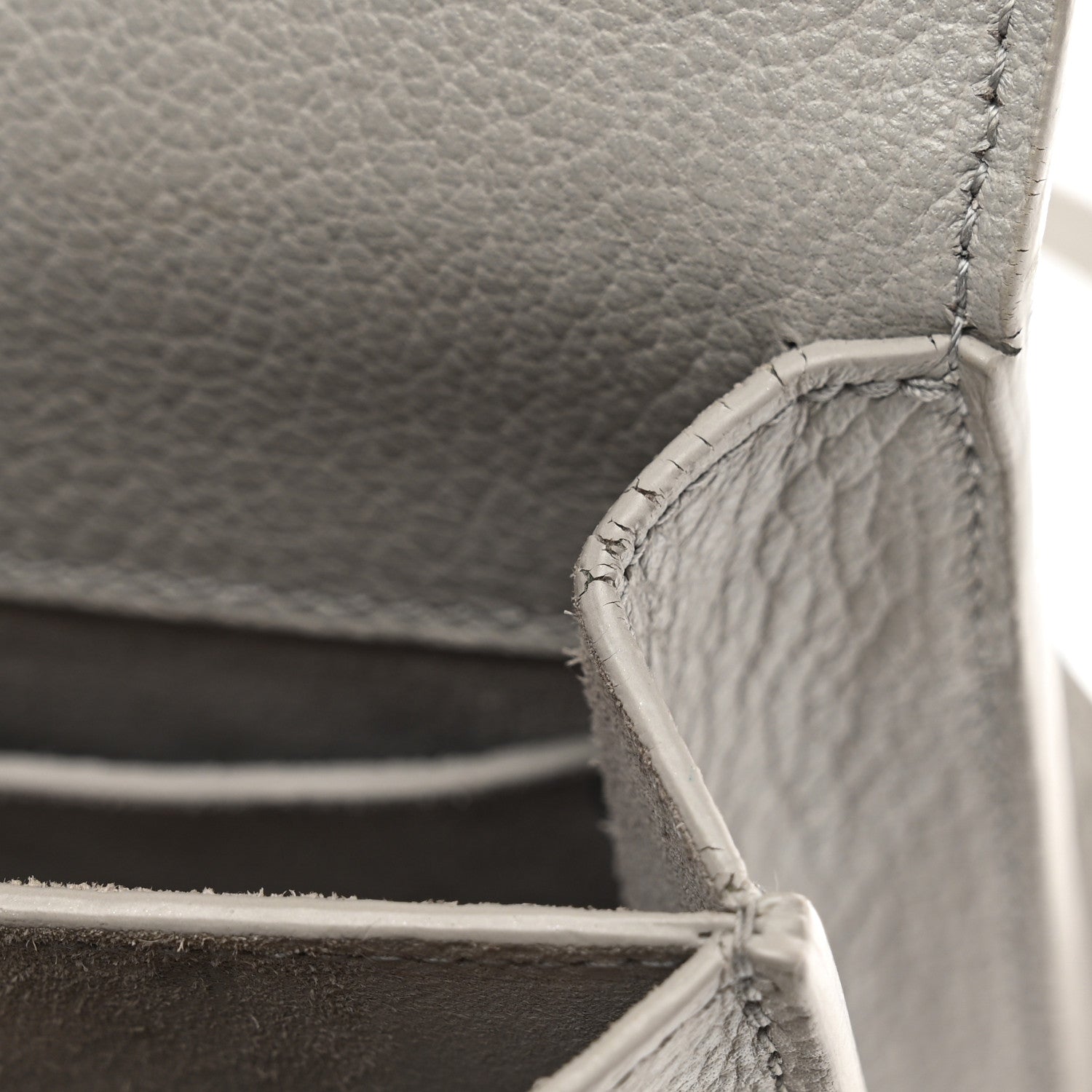 Saint Laurent Grained Calfskin Medium Monogram Sunset Satchel Light Grey 12 of 15