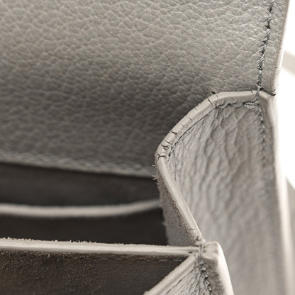 Saint Laurent Grained Calfskin Medium Monogram Sunset Satchel Light Grey 12 of 15