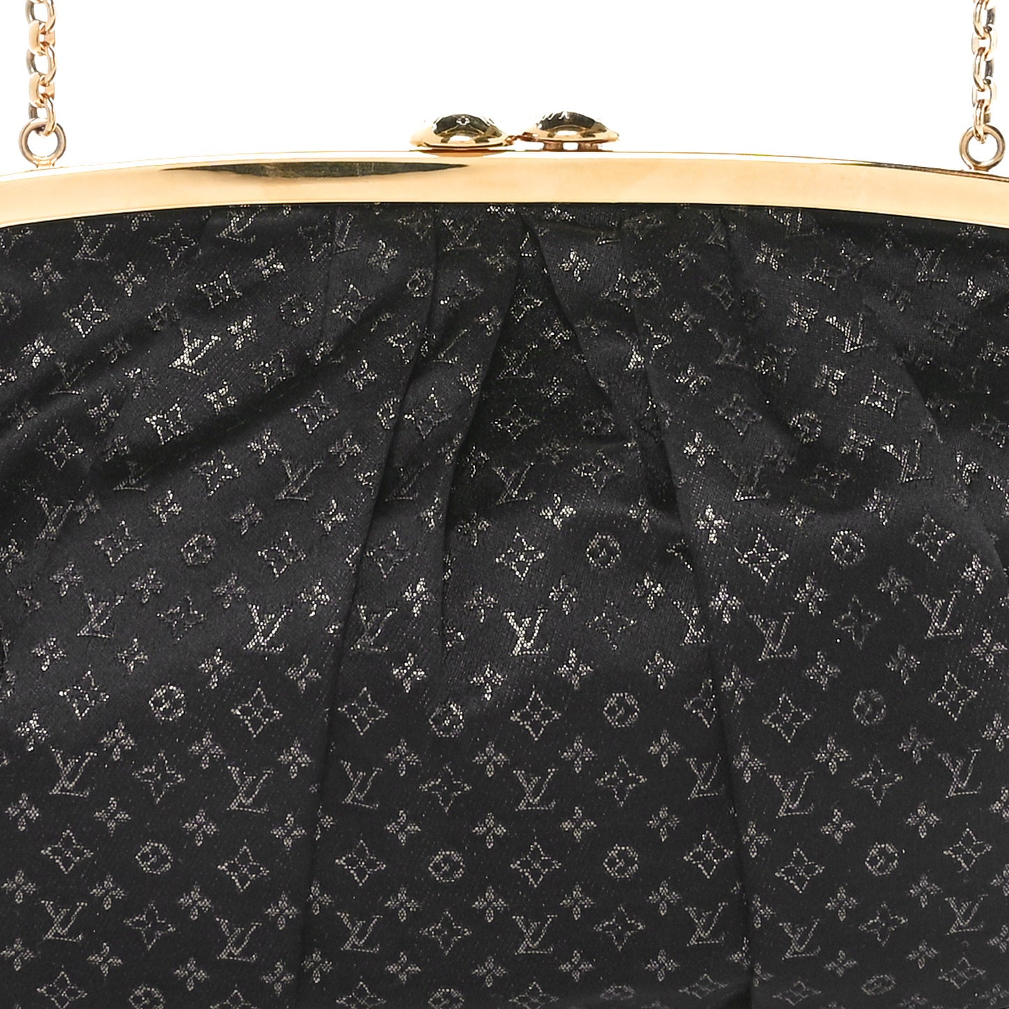 Satin Monogram Aumoniere Clutch Black