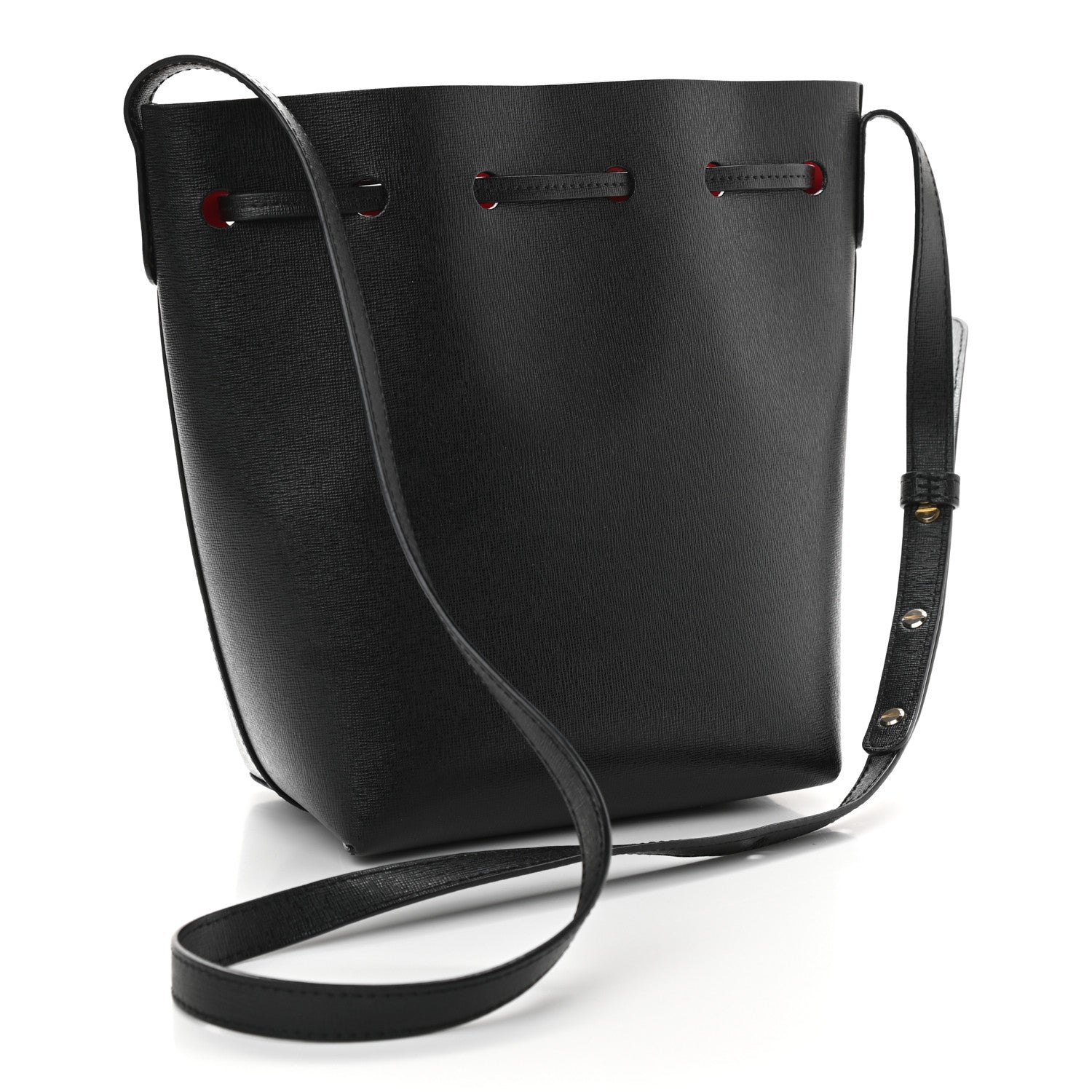 Mansur Gavriel Saffiano Mini Bucket Bag Black Flamma 3 of 10