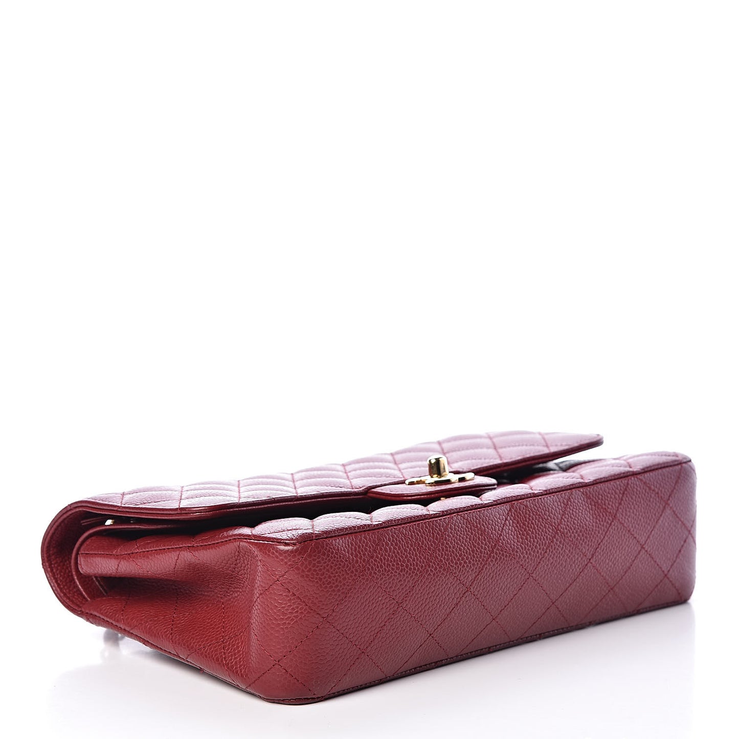 Caviar Quilted Medium Double Flap Red