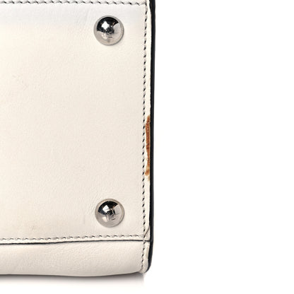 Fendi Vitello Seta Glazed Fabric FF 1974 Medium Peekaboo X-Lite White Ice Mogano Panna 13 of 18