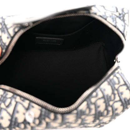 Christian Dior Oblique Jacquard Grained Calfskin Lingot Toiletry Case Blue Black 5 of 7
