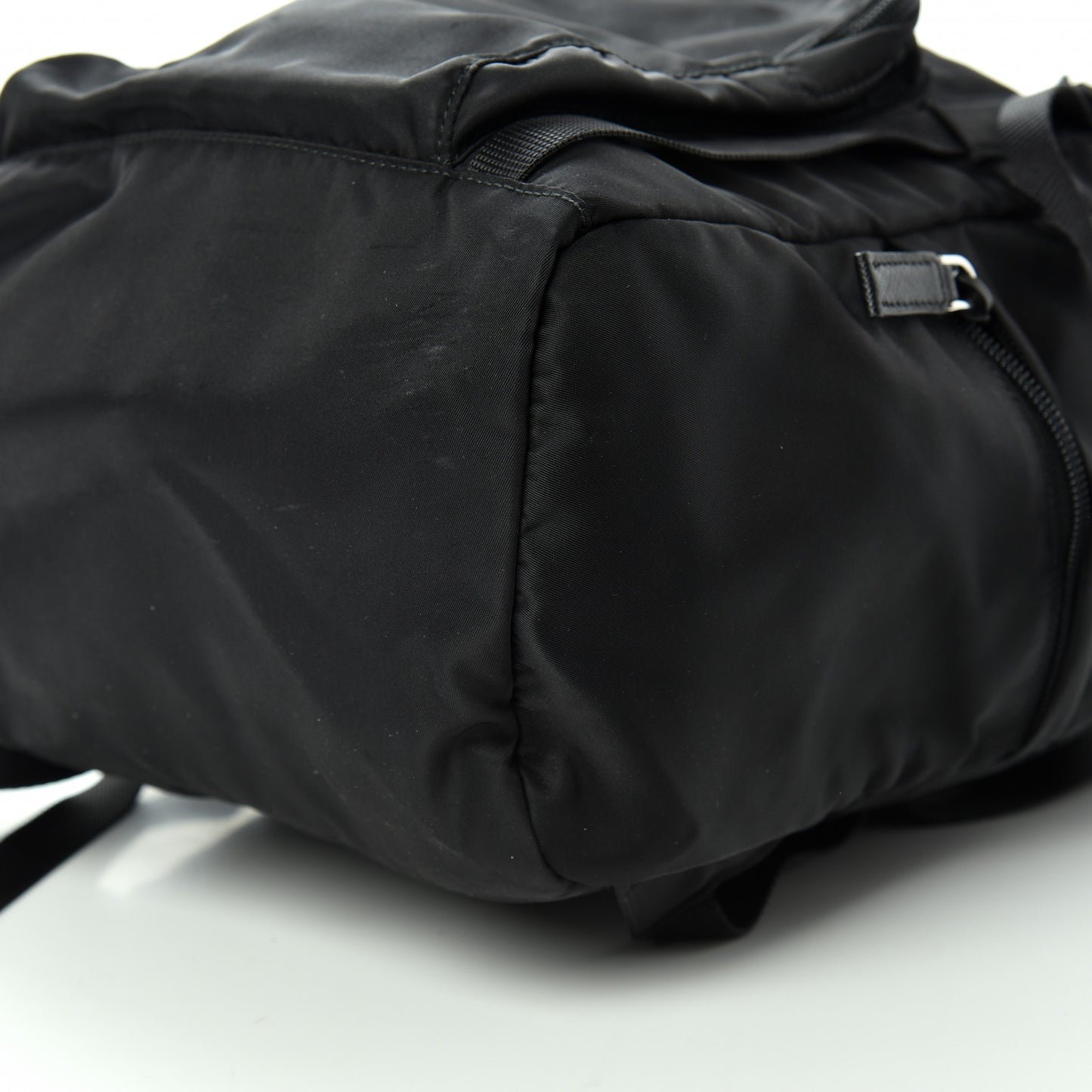 Nylon Vela Saffiano Medium Cinch Backpack Black