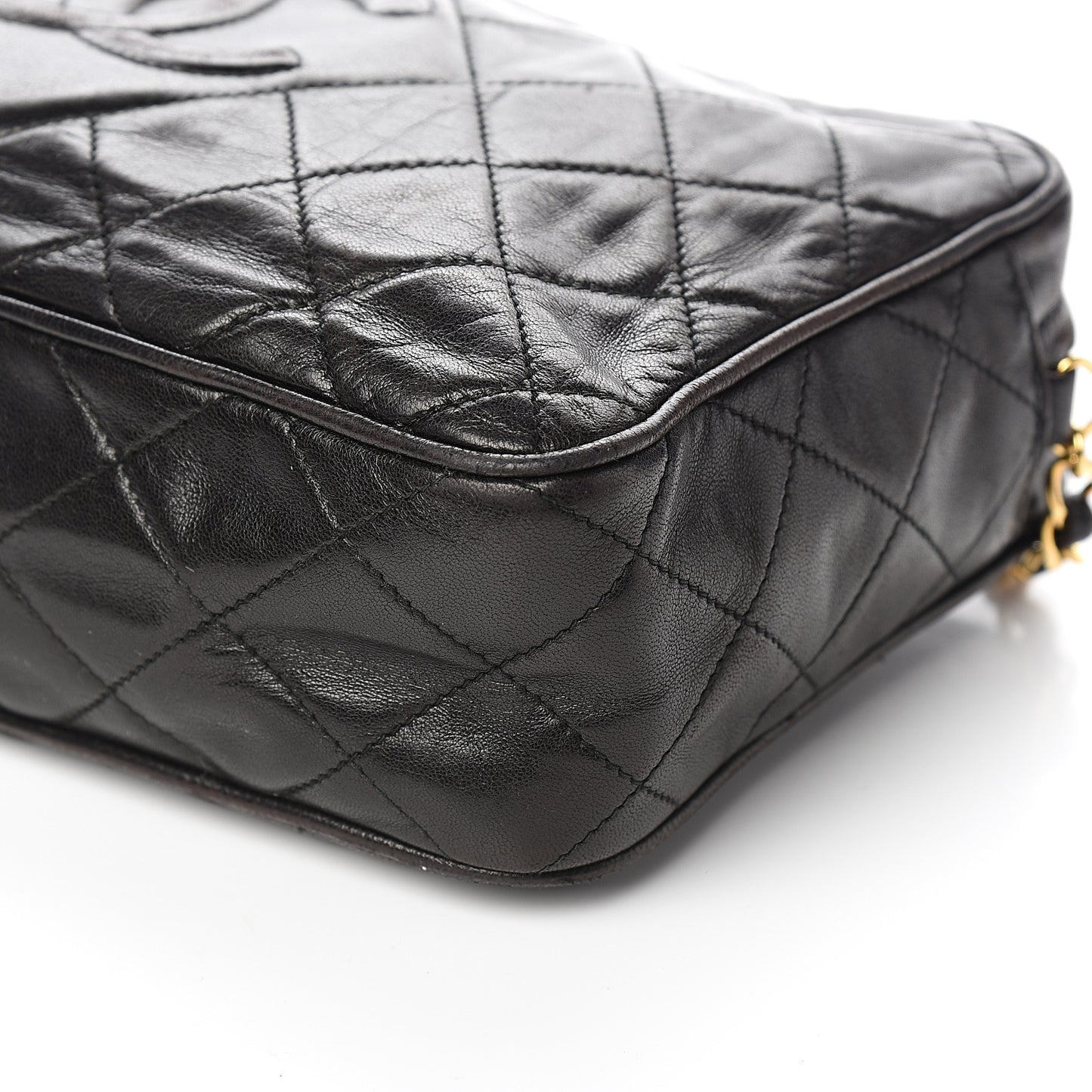 Lambskin Quilted CC Tassel Camera Case Black