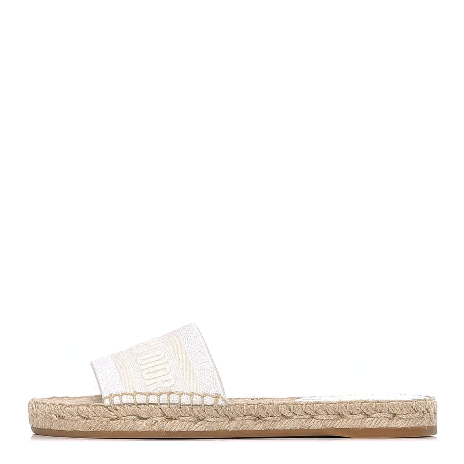 Christian Dior Canvas Embroidered Granville Espadrille Flat Slide Sandals 35 Ivory 1 of 10