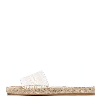 Christian Dior Canvas Embroidered Granville Espadrille Flat Slide Sandals 35 Ivory 1 of 10