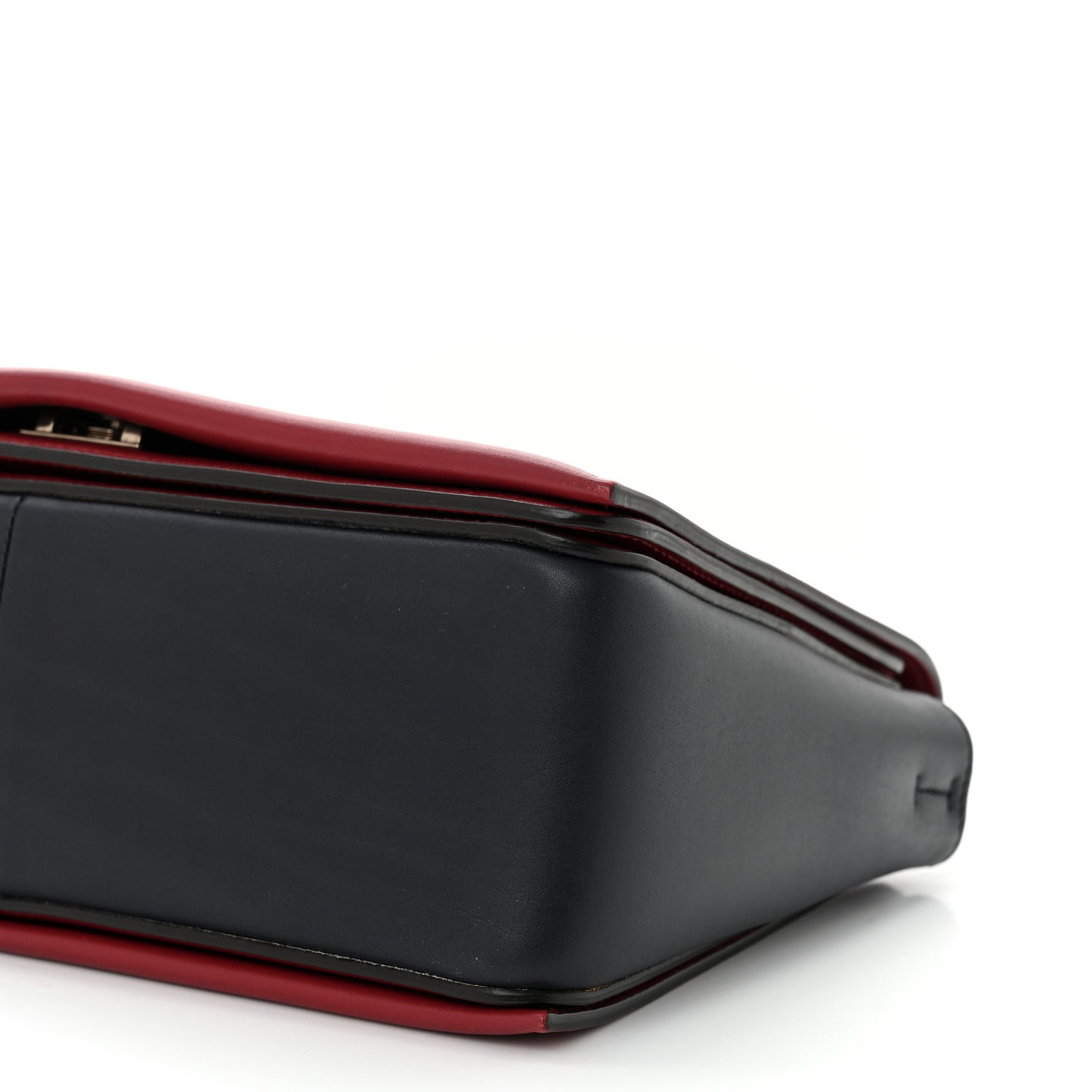 Shiny Smooth Calfskin Medium Frame Shoulder Bag Red Navy