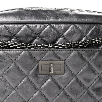 Chanel Metallic Aged Calfskin Quilted Medium Reissue Camera Case Dark Silver 7 of 9